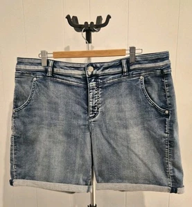 Just Jeans Size 16 Amaze Knit Denim Relaxed Fit Stretch Shorts Blue - Picture 1 of 5