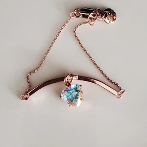 Juicy Couture Rose Gold Tone Bangle with Rhinestone Heart Charm NIB YJRU6600 - Picture 1 of 9