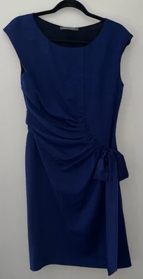 Vestido ALBERTA FERRETTI azul marino detalle lazo manga gorra cuello en V.  US 6 Foto 1 de 4
