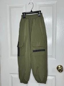 Shein Woven Cargo Jogger Pants Boys Size 8 Pull On Elastic Waist Green - Picture 1 of 4
