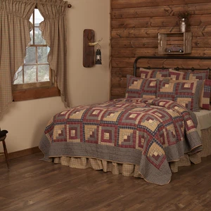 Rustic Queen Quilt Red Patchwork Millsboro Cotton Bedroom Decor VHC Brands - Picture 1 of 6