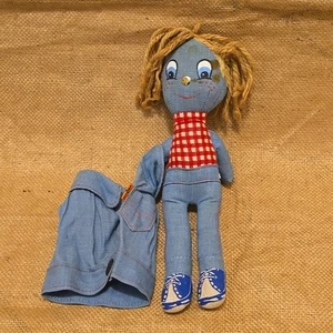 Vintage 1973 Official Levis Knickerbocker Denim Rag Doll Orange Tab - Bild 1 von 14