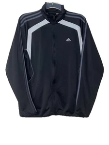 Chaqueta Adidas Climalite Cremallera Completa Talla L Negra Gris Rayas Deportes Atlético Pista - Imagen 1 de 9