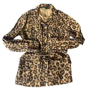 LAUREN RALPH LAUREN Belted Leopard Cheetah Medium Vintage Y2K Linen Blend Black - Bild 1 von 5
