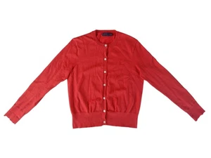 Polo Ralph Lauren Women's Designer Peach Cotton Button-Up Cardigan Jumper Medium - Picture 1 of 8