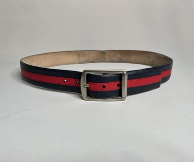 Cinturón Gucci para hombre línea de jerez de cuero a rayas Foto 1 de 4