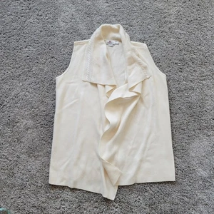 Vineyard Vines CASHMERE Wool Open Sleeveless Sweater Cardigan Women SMALL Ivory - Picture 1 of 6