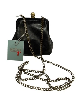 Hobo Leather Crossbody Purse Bag “Libby” Black Distressed Leather Small New - Image 1 of 4