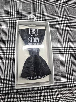 Stacy Adams Ready Tied Adjustable Black Plaid Bow Tie 100% Microfiber (NEW) - Image 1 of 3