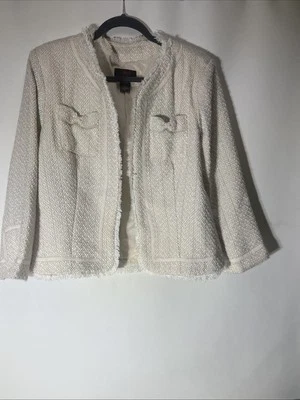Chaqueta True Meaning Tweed con Volantes Crema Tostado Blanco Blazer Multi Talla XL Foto 1 de 4