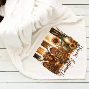 Fleece Blanket 50x60 Country Soul Highland Cow Custom Photo Throw Blanket - Picture 1 of 1