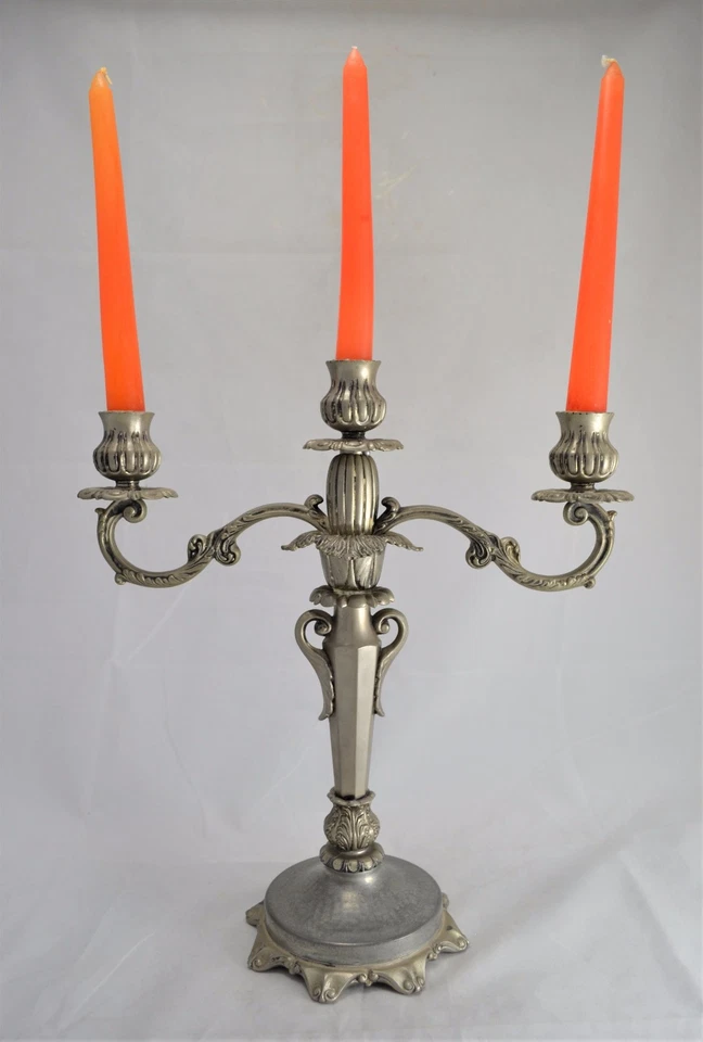 N5102 MERAVIGLIOSO CANDELABRO CANDELIERE 3 FIAMME IN PELTRO - Immagine 1 di 1