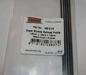 MAQUETT 460-51/3 Super Styrene railway track profile (5) GREY TT GAUGE - Picture 1 of 1