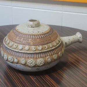 POTTERY ED SCHROCK Covered Hand Thrown Pot Shakespeare Sonnet 18 Crock - Picture 1 of 12