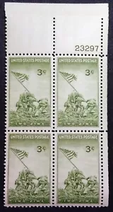 1945 US🇺🇸Scott #929 4 Stamp Plate Block 3c Iwo Jima FREE2Ship w/Tracking(S204) - Picture 1 of 7