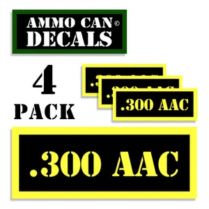 300 AAC etiquetas de lata de municiones estuche calcomanías de lata de munición paquete de 4"" vinilo amarillo yw - Imagen 1 de 2