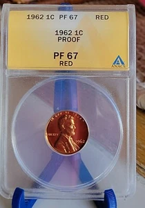 1962 1C Proof Lincoln Cent, PCGS PR67 RED ANACS - Picture 1 of 2