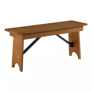Banco Plegable 12"W x 40"L Granja Vintage Pino Macizo en Acabado Natural Claro - Imagen 1 de 7