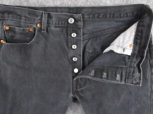 Levis 501 Jeans Mens 34x30* Black Denim Buttonfly Straight Leg Western Retro - Picture 1 of 17