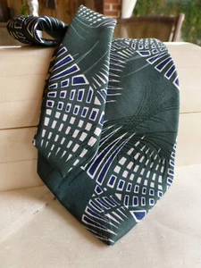 Vintage Daniel Craig Italian Silk Tie Vintage Handmade Career Green Abstract - Picture 1 of 5
