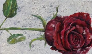Red Rose. High Quality, Original with certificate, Handmade OIL PAINTING - Picture 1 of 4