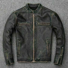 New Men’s Motorcycle Biker Vintage Distressed Black Faded Real Leather Jacket
