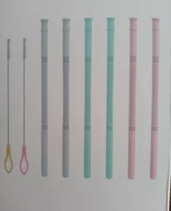 Silicona reutilizable Cowzuc, pajitas, paja plegable portátil 6 piezas. Nuevo - Imagen 1 de 5