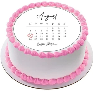 Edible Calendar Burn Away Cake Cookie topper Image Round Sheet Wafer Paper Uncut - Picture 1 of 4