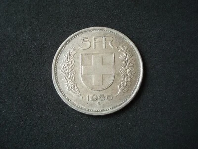 Switzerland 5 Francs, 1966, silver, high grade - Image 1 of 2