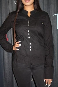 Madonna Women Blouse 95775 Black New with Ruffles Spring 2019 - Picture 1 of 5