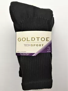 Women's Gold Toe Cushion Crew Socks 3 Pair UltraTec Thick Comfort Cotton + Black - Picture 1 of 6