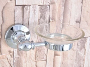 Shower Soap Dish Shower Soap Holder Wall Mounted Glass Chrome Brass Holder - Picture 1 of 7