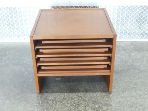 VINTAGE DANISH MODERN TEAK FOLDING TABLE SET WITH IT'S OWN CABINET Cover
