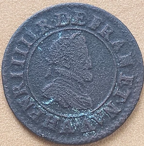 0863 - Double tournois en cuivre de Henri IV 1598 A - Picture 1 of 2