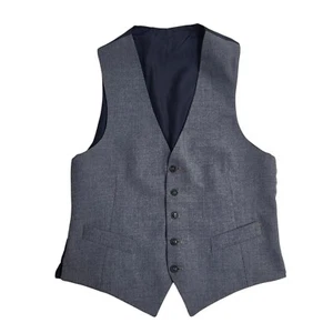 Vintage Blue 2 Pocket Smart Formal Waistcoat UK Men's S 36" - Picture 1 of 4