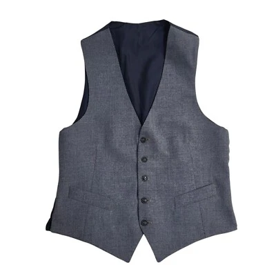 Vintage Blue 2 Pocket Smart Formal Waistcoat UK Men's S 36" - Image 1 of 4
