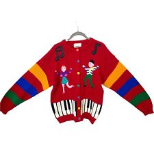 Cardigan Sweater Jazz Jive Mister Noah Music Note Dance Vintage 80s Women’s Sz M