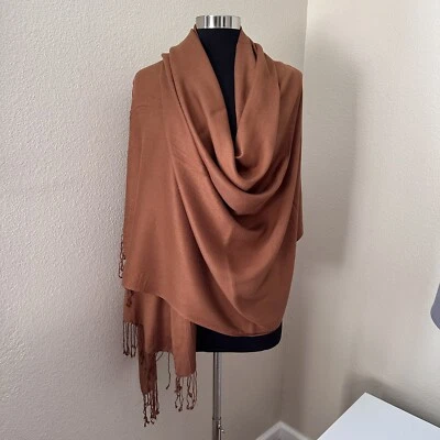 BIJOUX TERNER pashmina Very versatile soft Wrap Fringe Brown Scarf - Image 1 of 4