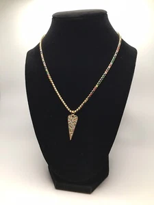Women’s heart pendant and gold plated colorful rhinestone necklace Jewelry - Picture 1 of 2