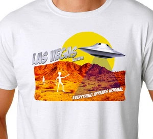 Las Vegas Nevada UFO UAP Flying Saucer Alien Aliens WHITE T-Shirt ADULT n YOUTH - Picture 1 of 2