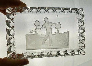 Antique Vintage Baccarat Glass Trinket Tray Racquetball Sports Art Nouveau Deco - Picture 1 of 6
