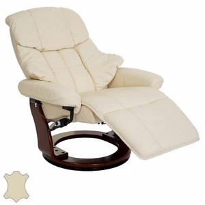 MCA Relaxsessel Windsor 2, Sessel, Echtleder 150kg creme, Walnuss-Optik - Bild 1 von 7