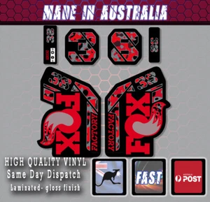 FOX style Factory 38 - 2021 Fork Decals Stickers Red Camo /black  Laminated - Bild 1 von 2