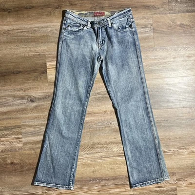 Women's HOT KISS flare leg jeans Y2K Stone Washed Look embroidered lips Size 5 - Image 1 of 4