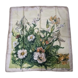 Jean Desses 80s Rare Vintage Fairy Flowers Multicolor Silk Carre Scarf France - Picture 1 of 12