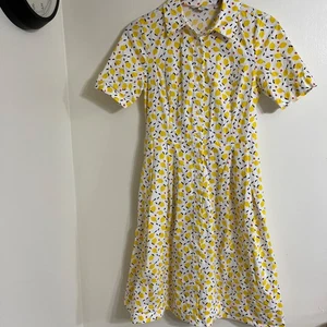 Boden Anastasia Button Down Hemdblusenkleid 8R Lemon Print Plissee Midi *ohne Gürtel - Bild 1 von 3