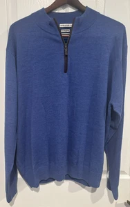 Peter Millar Crown 1/4 Zip Herren XL Pullover blau 100% Merinowolle #5 - Bild 1 von 4