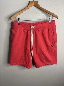 Polo Ralph Lauren Shorts Herren Medium rot Fleece Schweiß Kordelzug Pony Logo Fitnessstudio - Bild 1 von 7