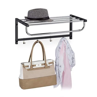 (TG. 1 pz.) Relaxdays Attaccapanni da Muro con Ripiano, Mensola Portaoggetti con - Immagine 1 di 4