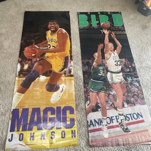 Magic Johnson & Larry Bird Poster 74x26 Long Costacos Bros - Picture 1 of 10